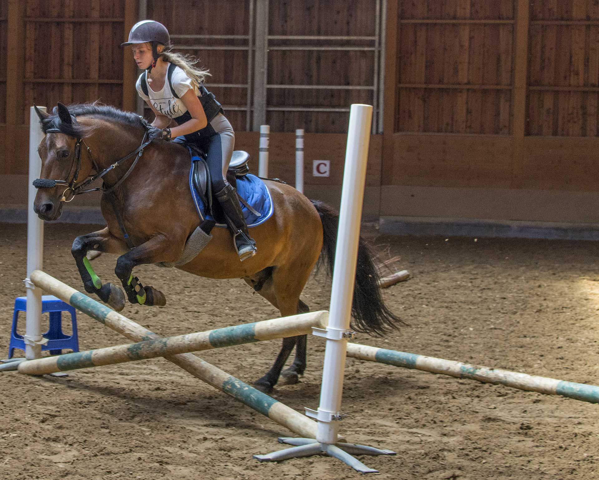 Körpersprache des Reiters beim Springen